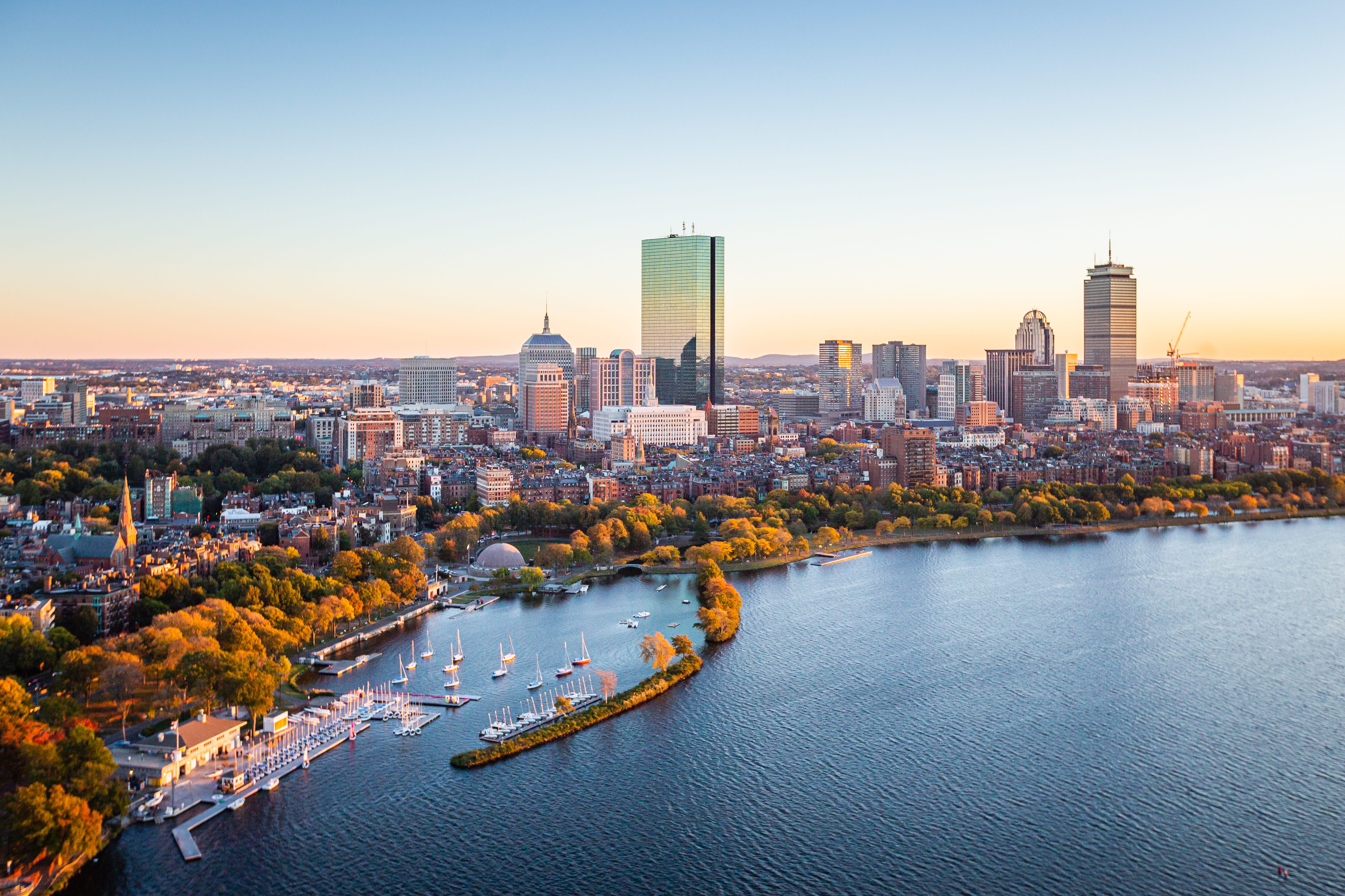 Above view of the Charles River in Boston.