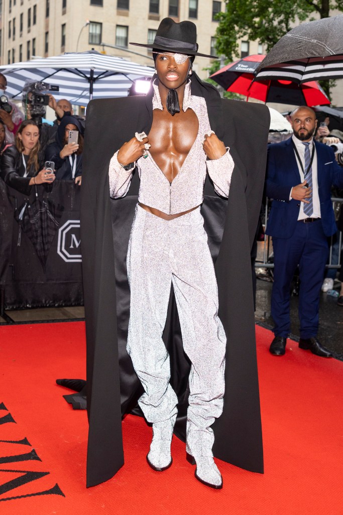 Alton Mason leaves the mark hotel for the Met Gala on Monday evening. 