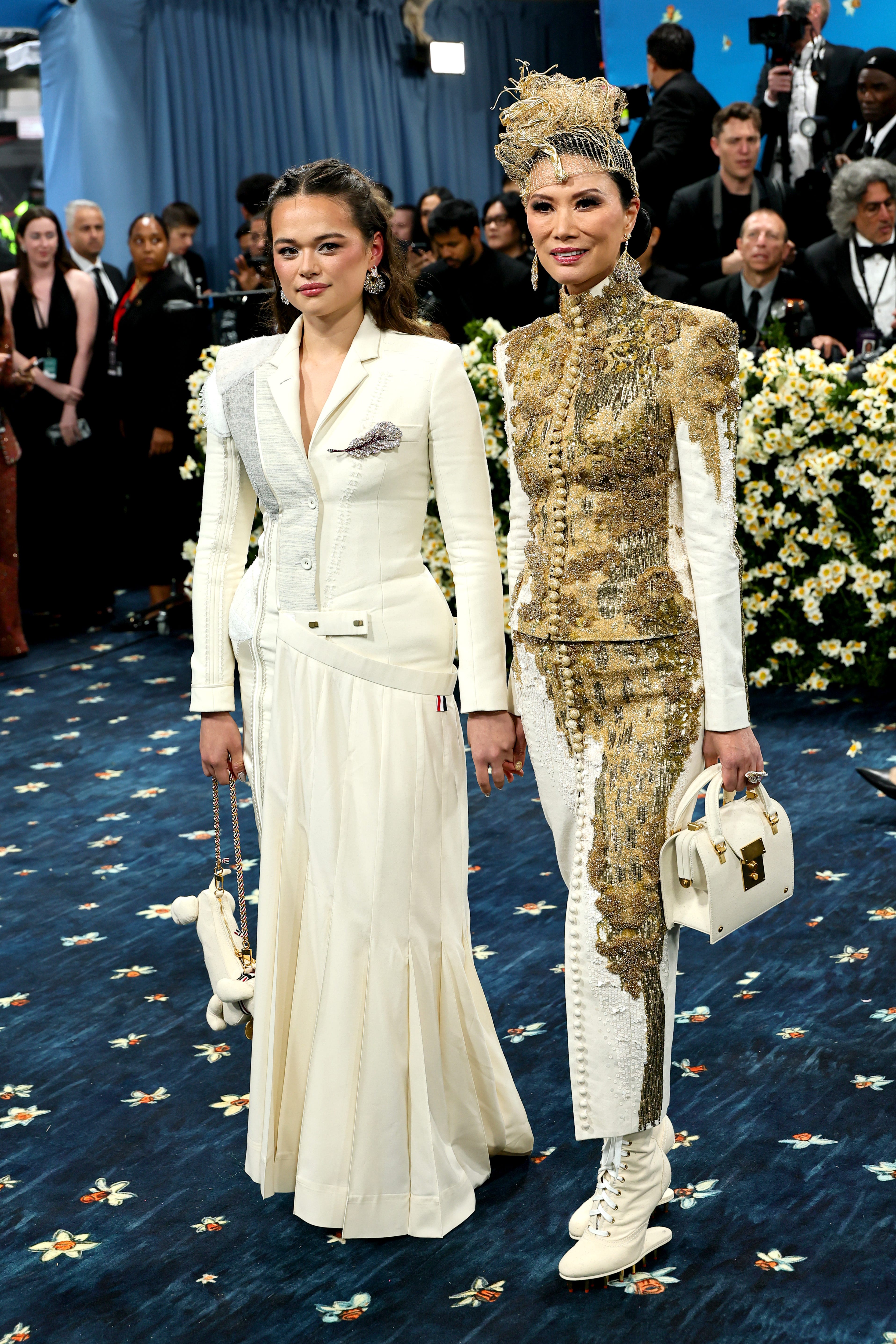Grace Murdoch and Wendi Murdoch attend the 2025 Met Gala Celebrating "Superfine: Tailoring Black Style" at Metropolitan Museum of Art.