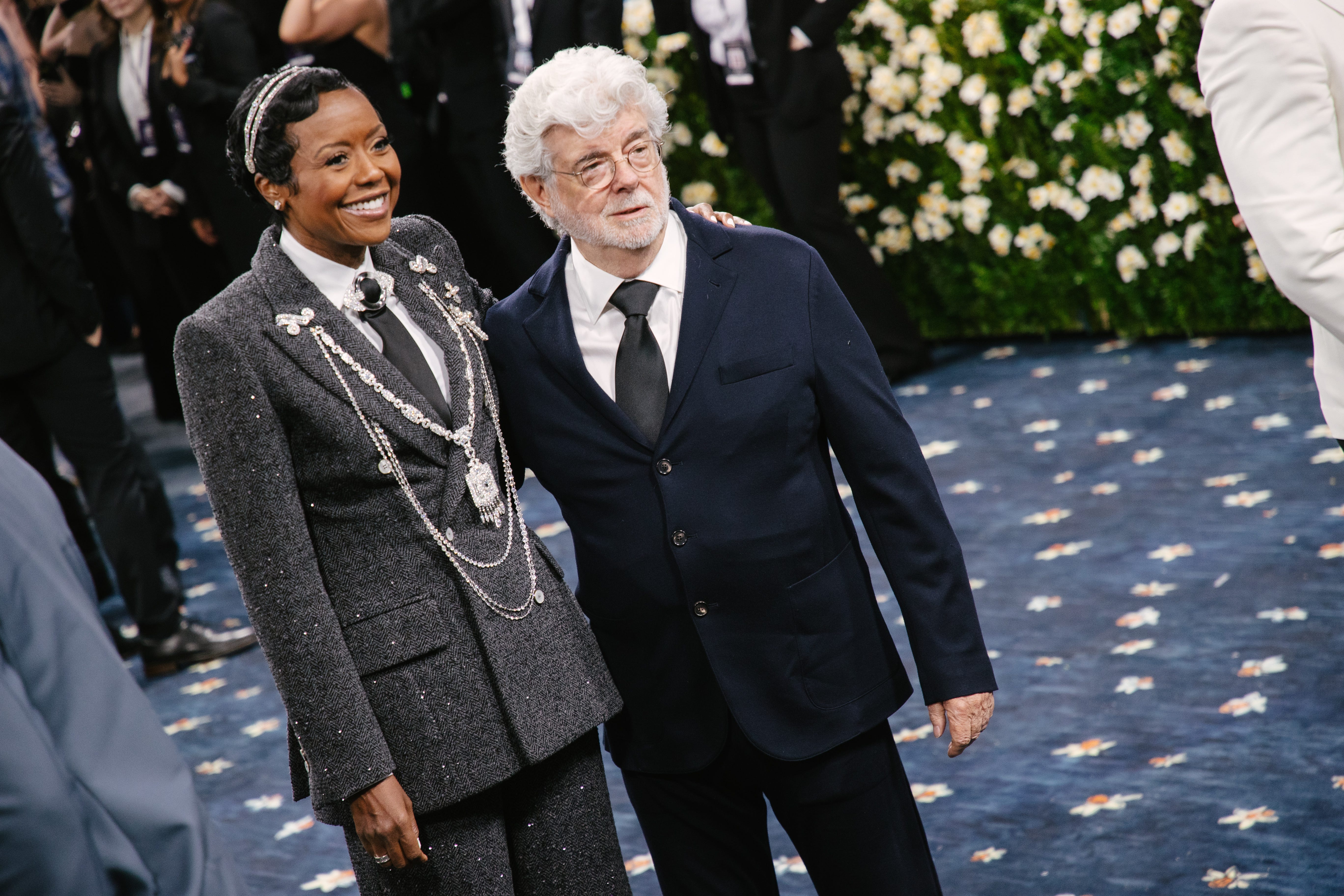 Mellody Hobson, George Lucas at The 2025 Met Gala Celebrating "Superfine: Tailoring Black Style" held at The Metropolitan Museum of Art on May 05, 2025 in New York, New York.