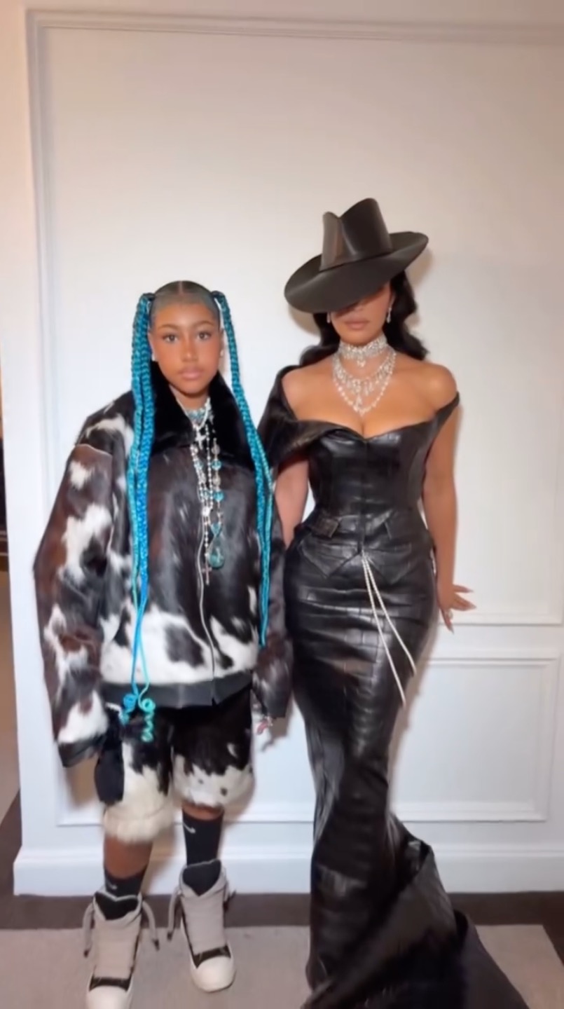 Kim Kardashian and daughter North West in a TikTok video.
