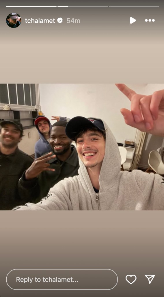 Timothée Chalamet watching the Knicks game Monday. 