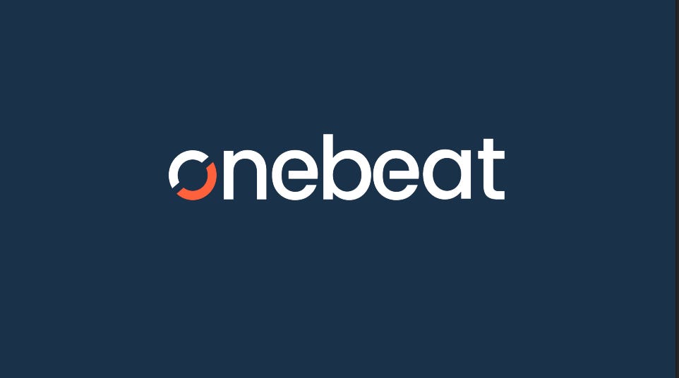 Onebeat pitch deck shows company logo
