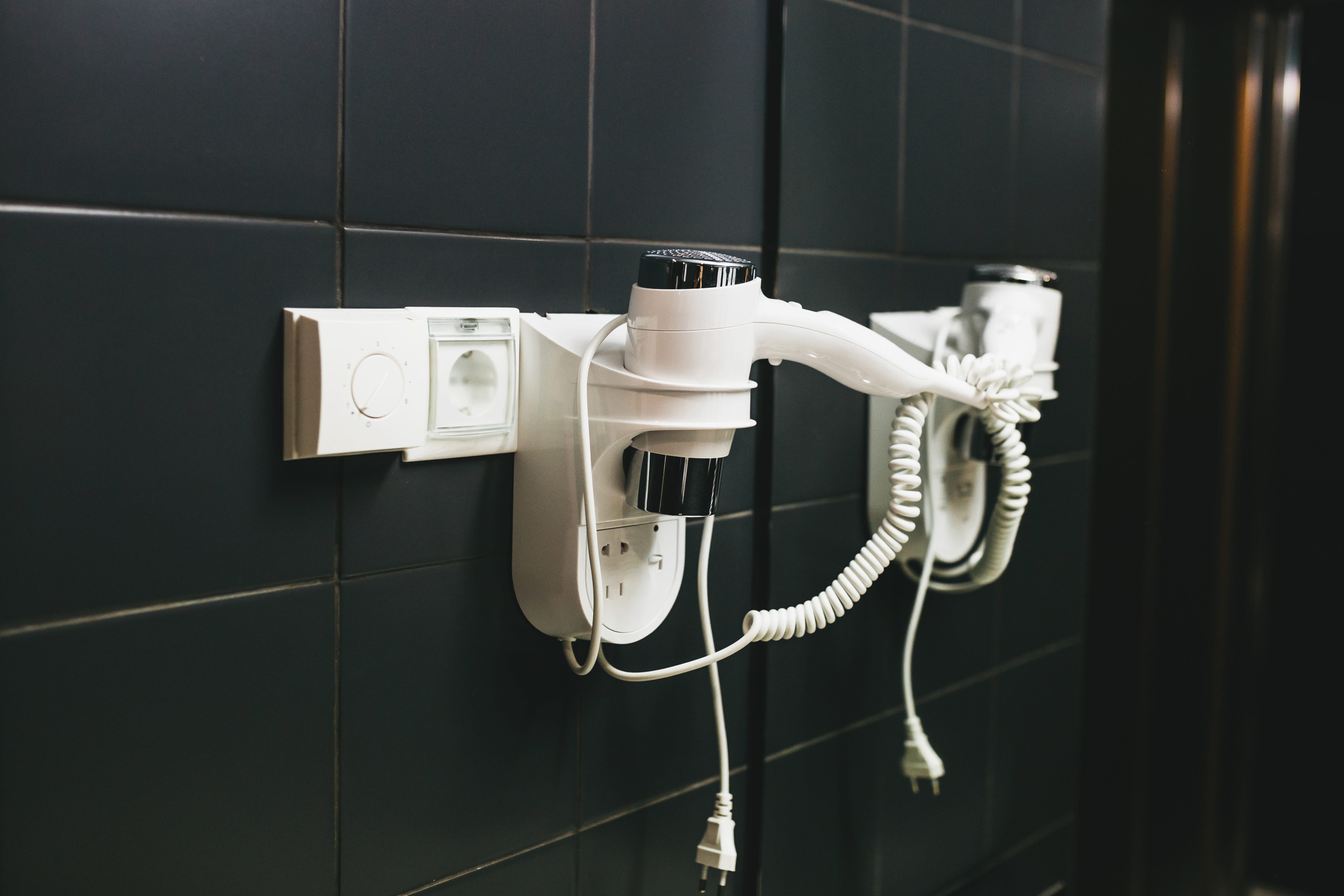 Hair dryer in bathroom