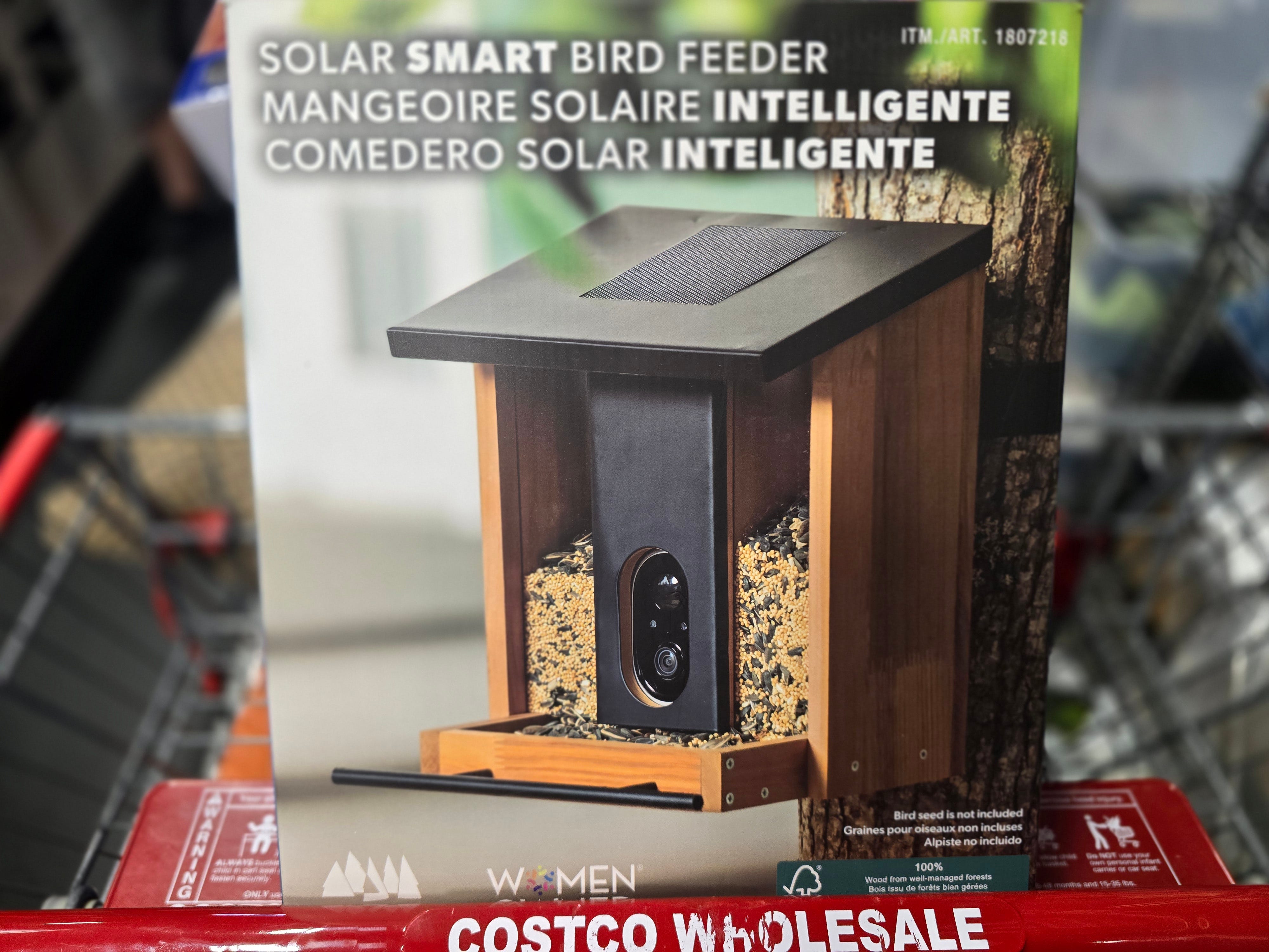 The box for a solar-powered Smart bird feeder.