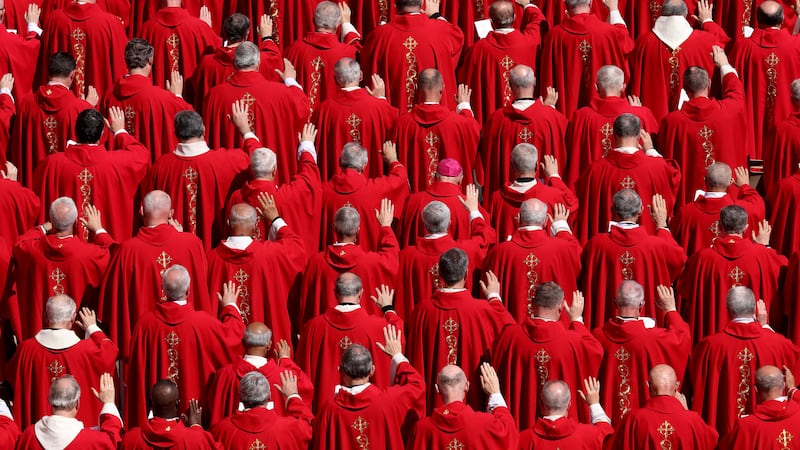VATICAN CITY, VATICAN - APRIL 26: Cardinals attend the funeral of Pope Francis in St. Peter’s Square on April 26, 2025 in Vatican City, Vatican. Pope Francis died on April 21st at the age of 88. Born in Argentina as Jorge Mario Bergoglio, he was the first Latin American and the first Jesuit to become Pope when elected in 2013. Taking the name Francis after St Francis of Assisi, he promoted a more humble version of the papacy than many of his predecessors. He will be buried outside of the Vatican in a simple wooden coffin at the Basilica Santa Maria Maggiore.