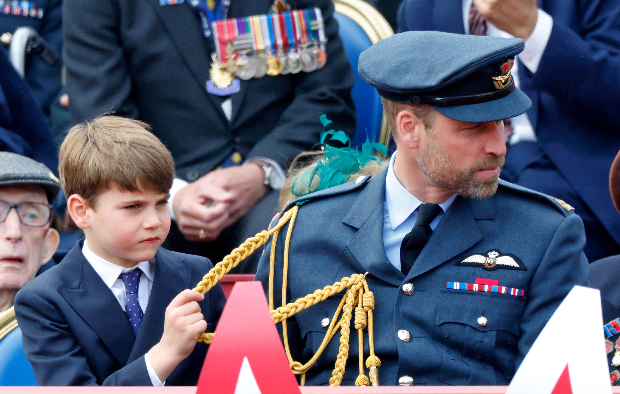 Prince William and Prince Louis at the VE Day parade.
