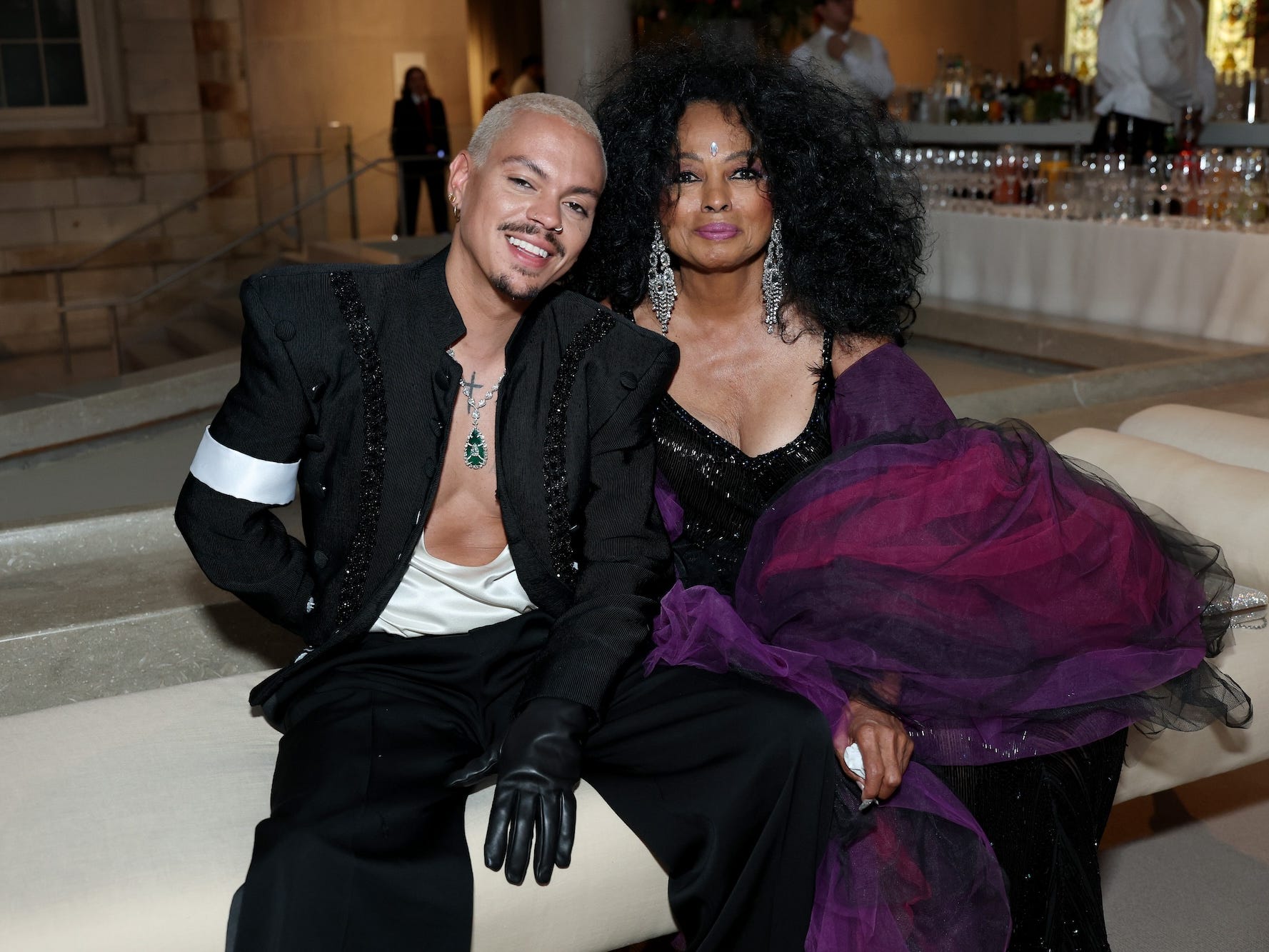 Evan Ross and Diana Ross at the 2025 Met Gala.