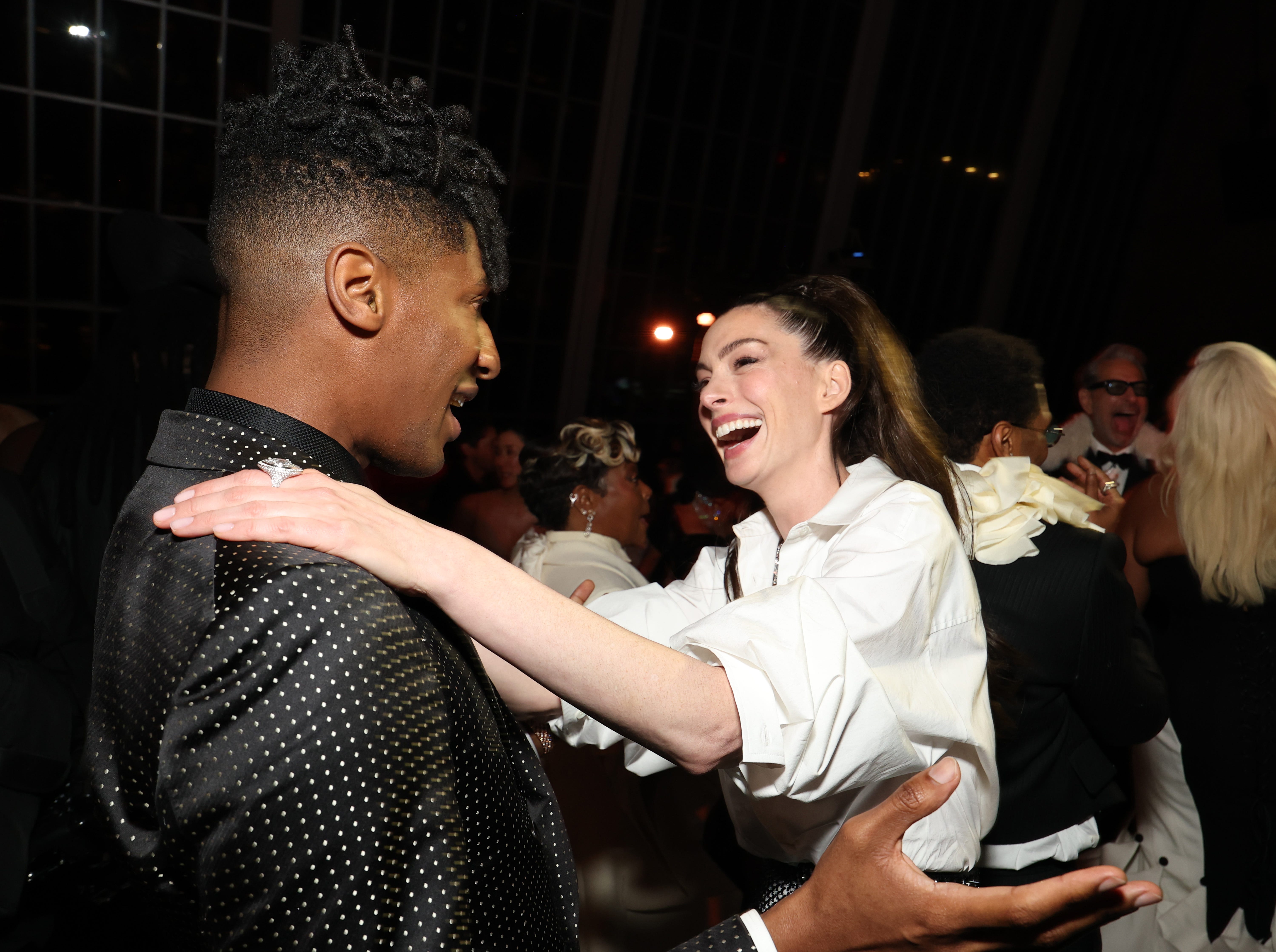 Jon Batiste and Anne Hathaway at the 2025 Met Gala.