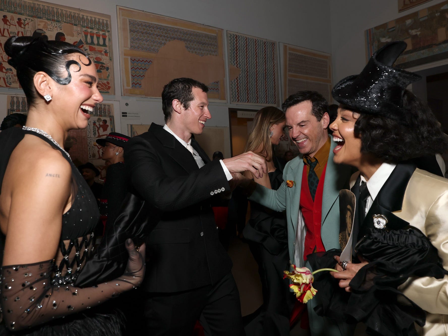 Dua Lipa, Callum Turner, Andrew Scott, and Tessa Thompson at the 2025 Met Gala.
