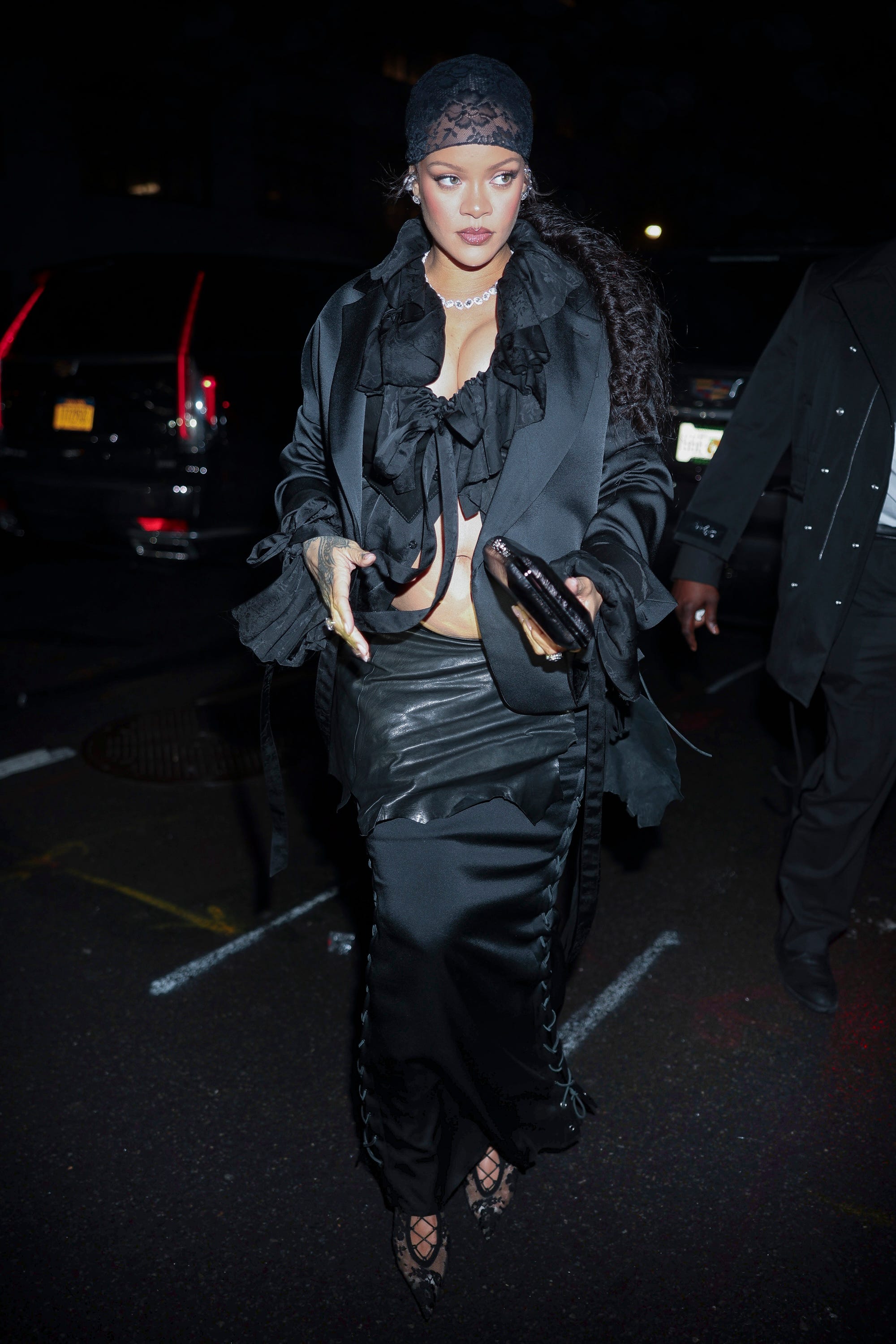 Rihanna on her way to a 2025 Met Gala after-party.