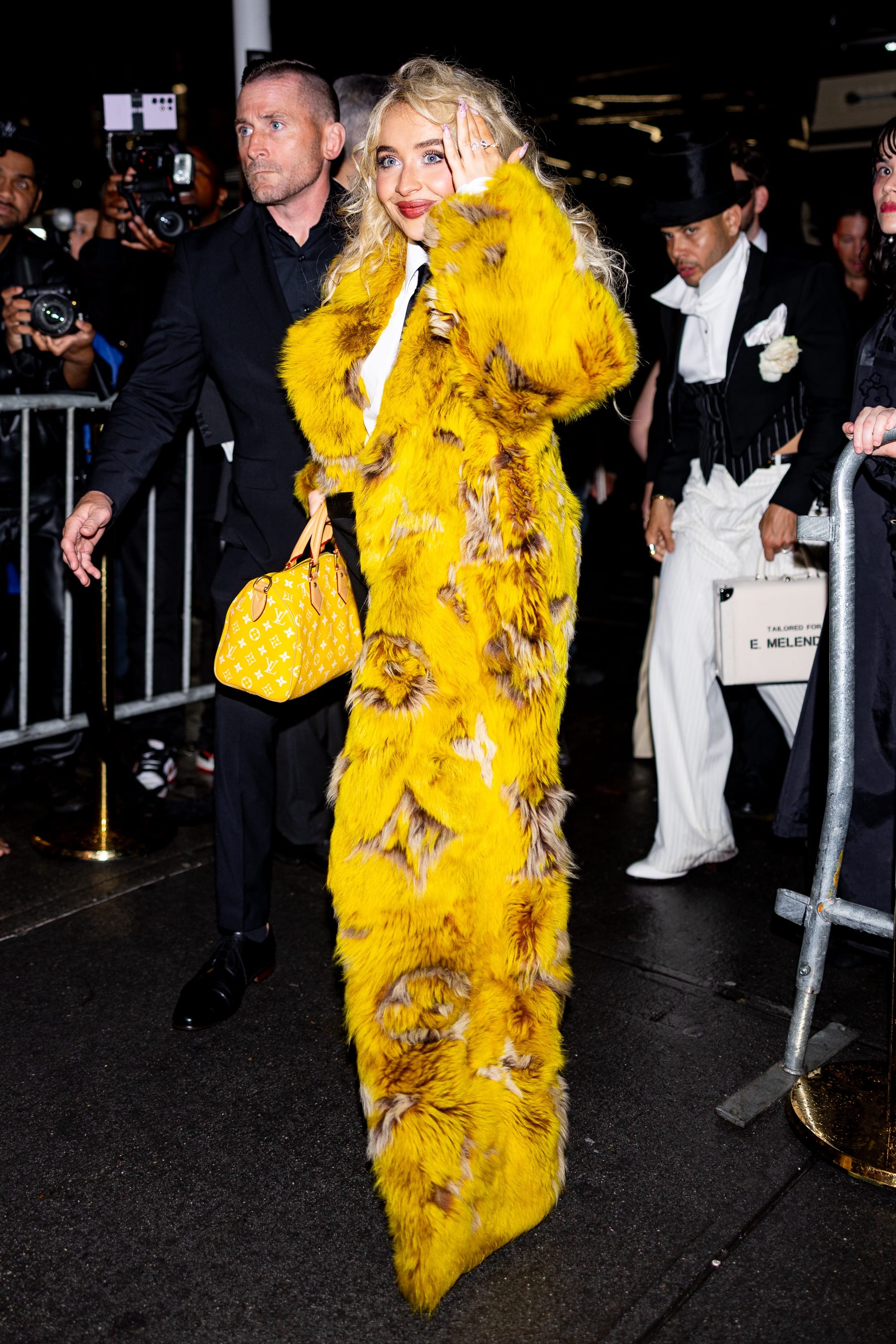 Sabrina Carpenter on her way to a 2025 Met Gala after-party.
