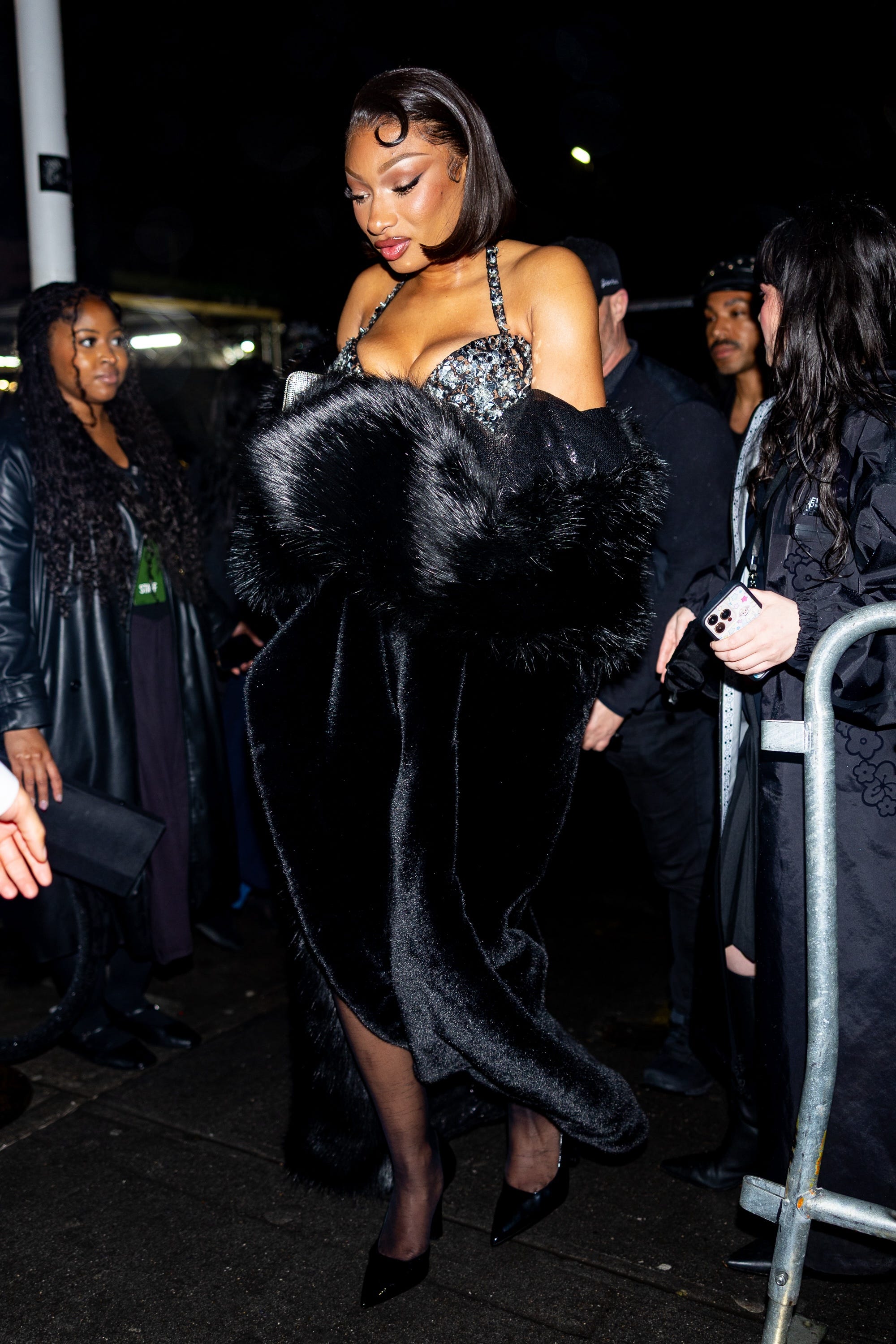Megan Thee Stallion on her way to a 2025 Met Gala after-party.