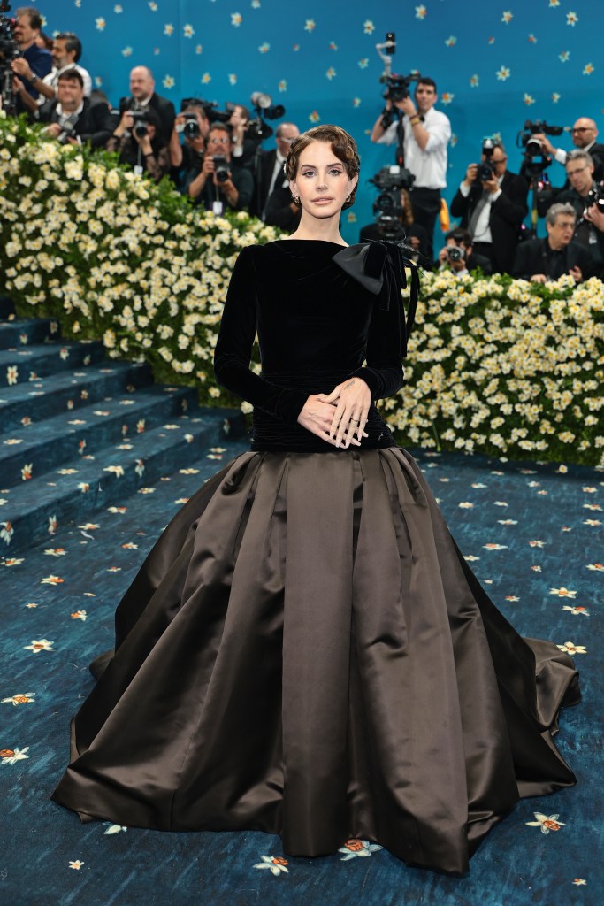 Lana Del Rey posing on the Met Gala 2025 red carpet