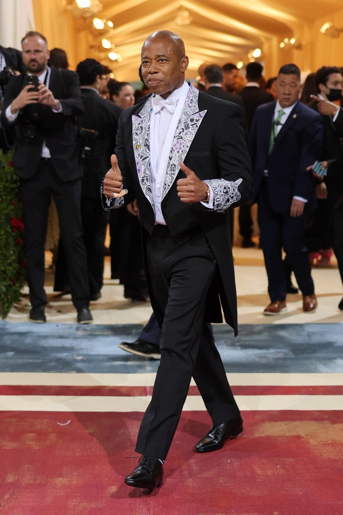Eric Adams wears a tuxedo at the Met Gala.