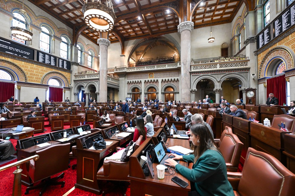 The New York Assembly Chamber is seen during session at the State Capitol Wednesday, March 26, 2025, in Albany, N.Y.