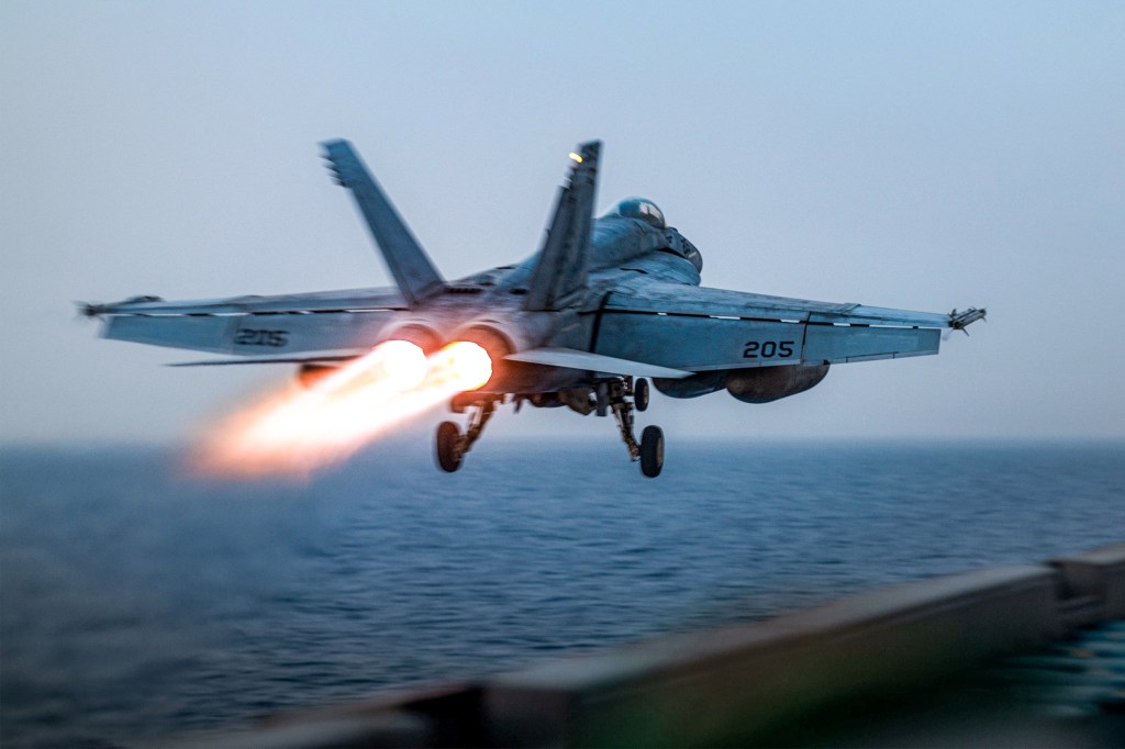 The two pilots successfully ejected from the warplane and were treated for minor injuries.