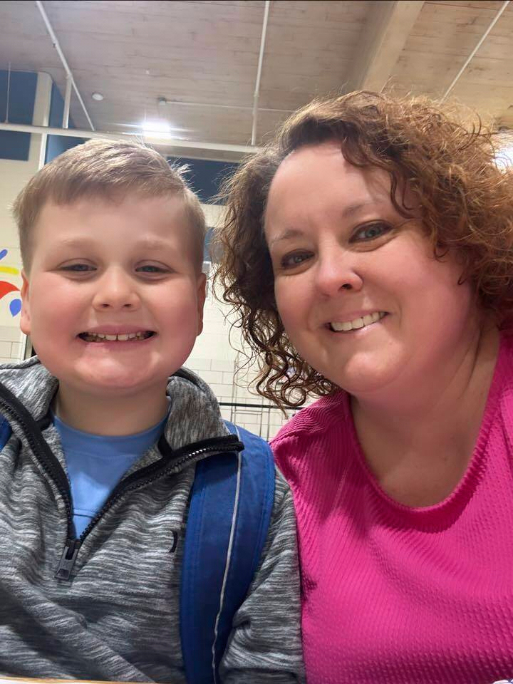 Holly LaFavers and her 8-year-old son Liam pose for a photo on April 23, 2025.