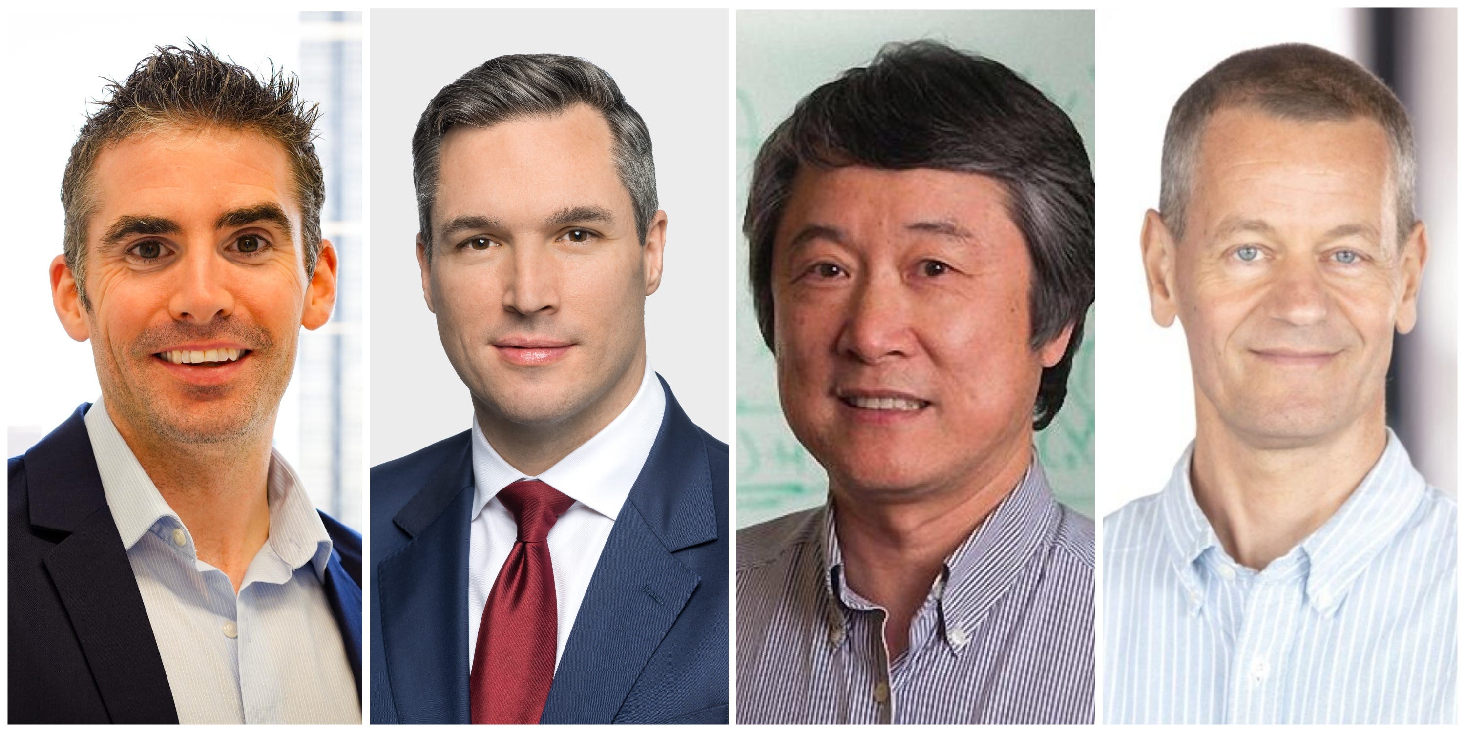 Head shot compilation of Balyasny Asset Management's Charlie Flanagan, AQR Capital Management's Bryan Kelly, Vatic Investments' Li Deng, and Two Sigma's Mike Schuster