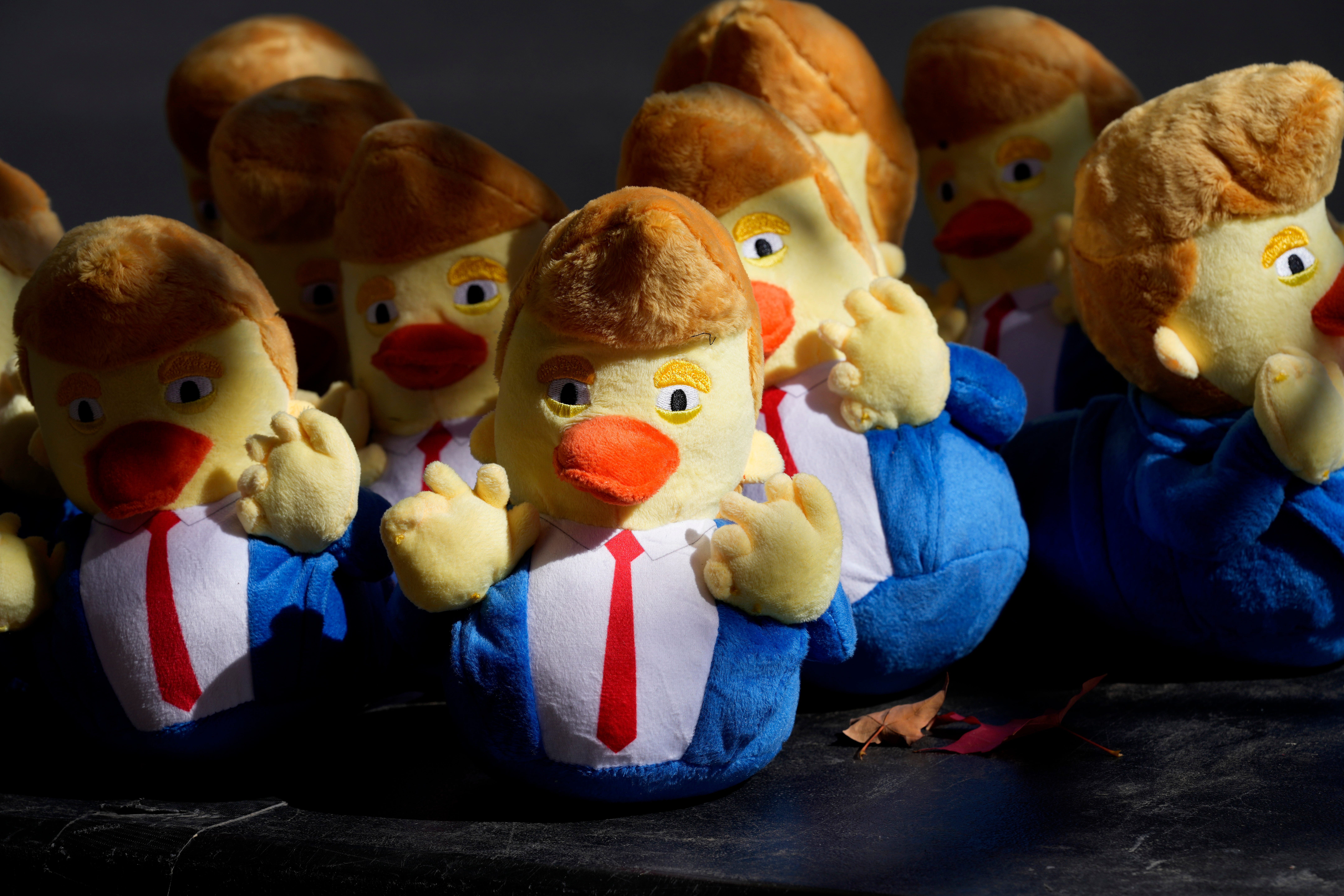 Donald Trump-themed stuffed toy ducks.