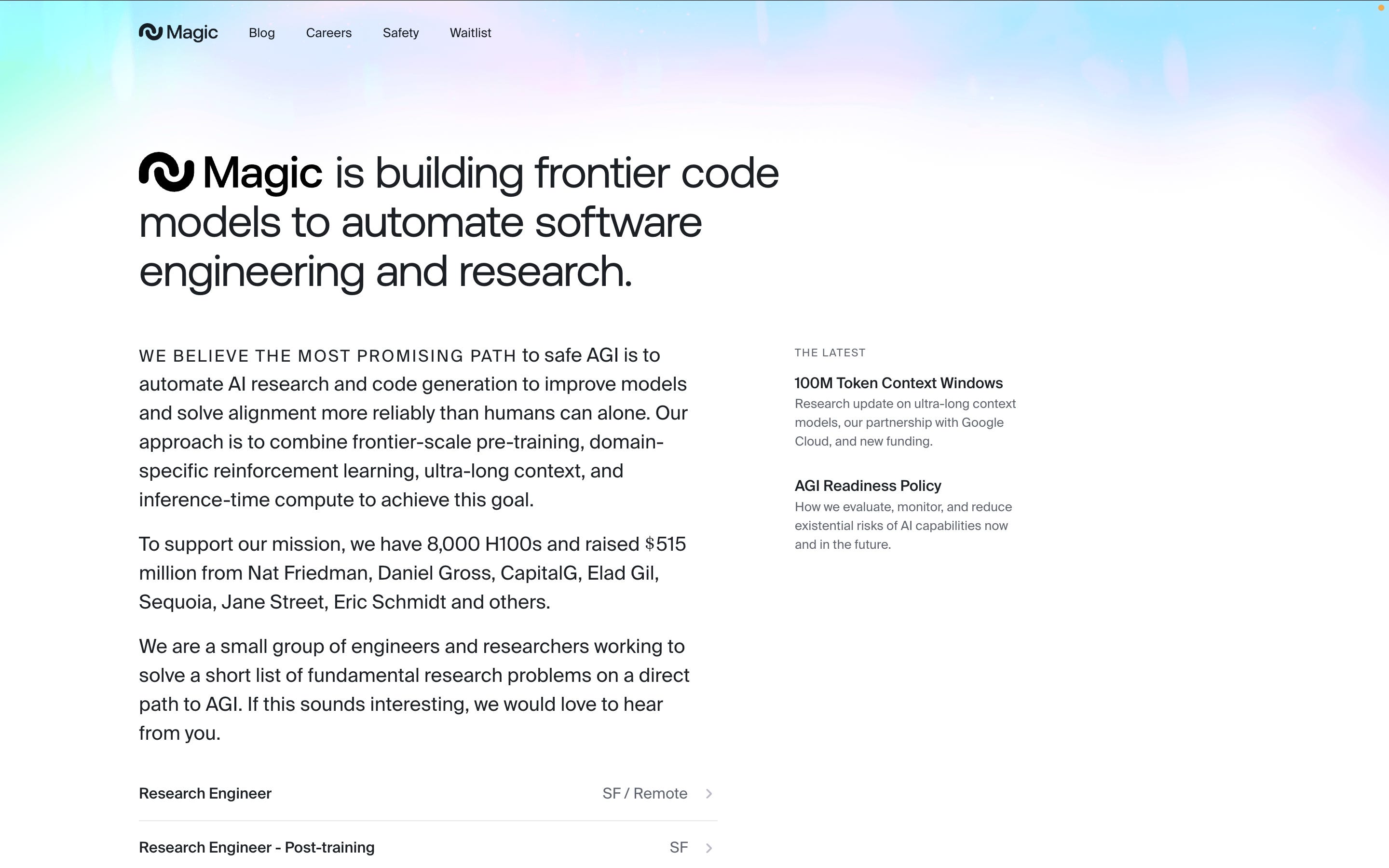 Magic's website homepage