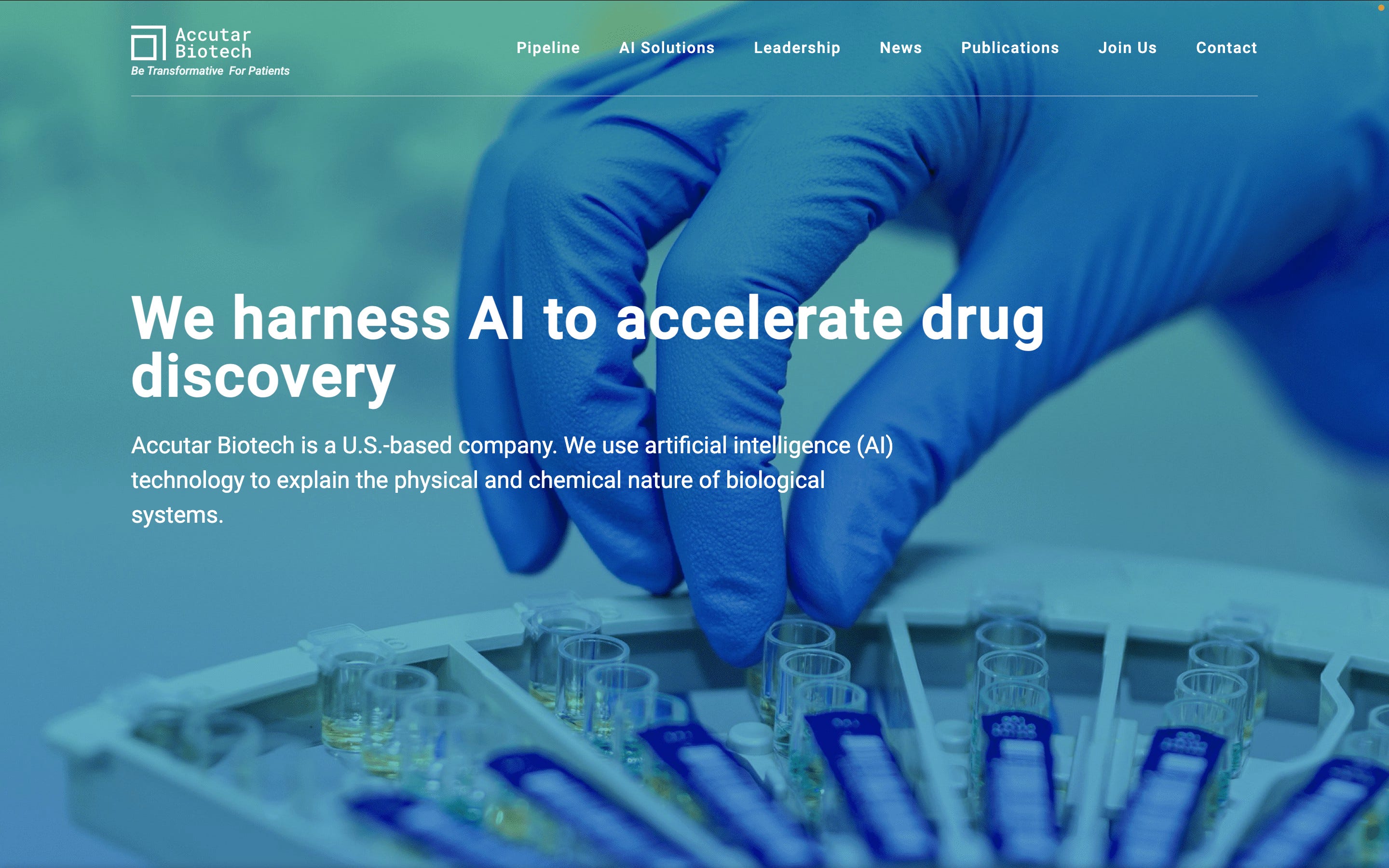 Accutar Biotech's website homepage