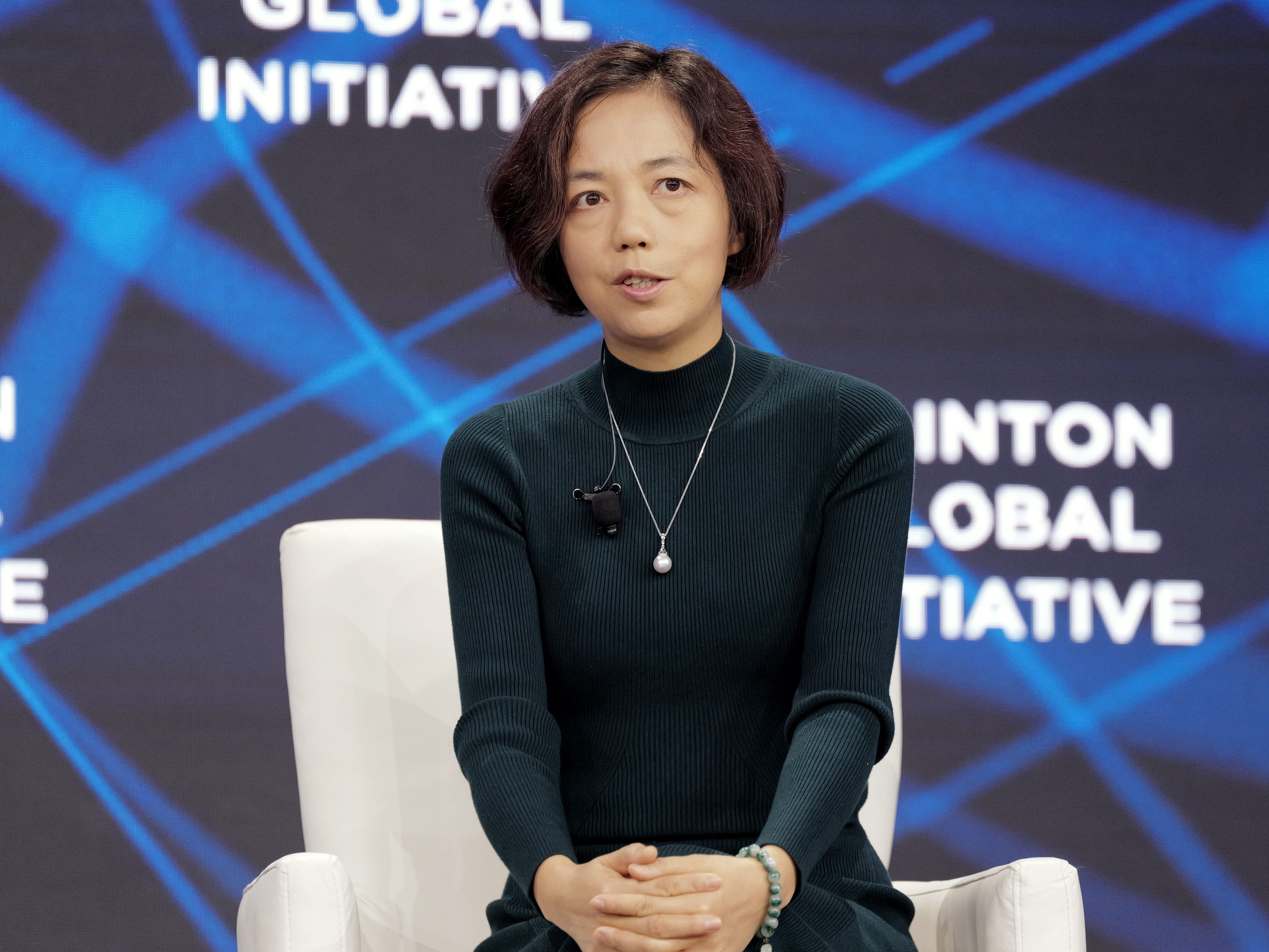 NEW YORK, NEW YORK - SEPTEMBER 24: Fei-Fei Li participates in The Building Blocks of the Future Fireside Conversation onstage during Day 2 of the Clinton Global Initiative 2024 Annual Meeting at New York Hilton Midtown on September 24, 2024 in New York City. (Photo by Craig Barritt/Getty Images for Clinton Global Initiative)