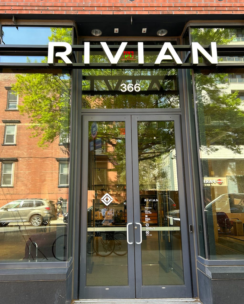 Rivian showroom entrance in Brooklyn