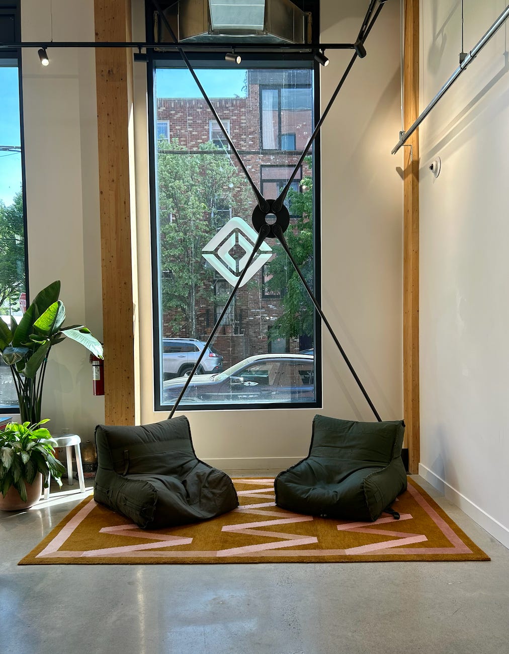 Rivian showroom lounge chairs