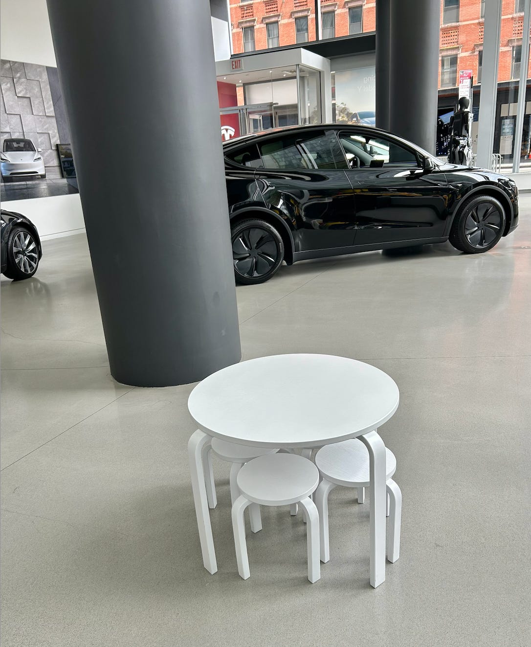 Kid table at Tesla showroom in New York City