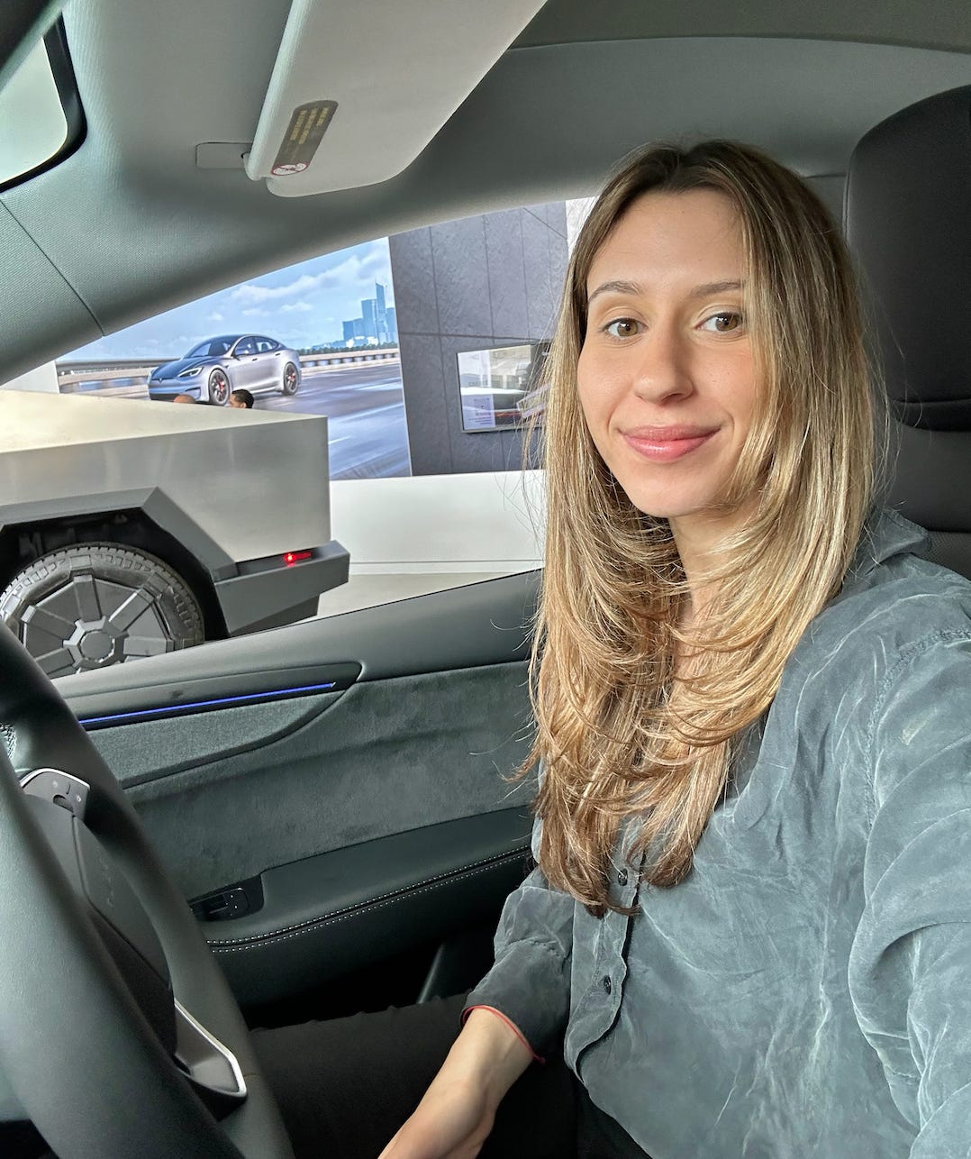 Ana Altchek in a Tesla