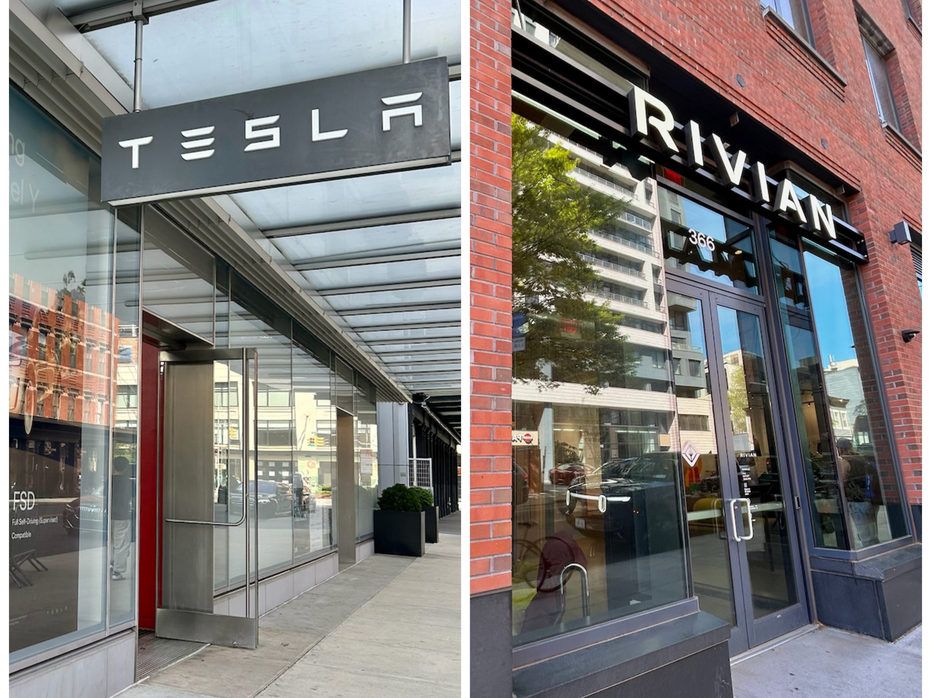 Rivian and Tesla side by side