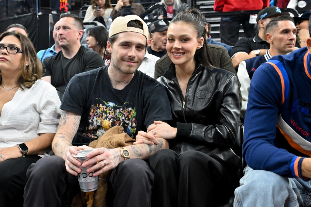 Brooklyn Beckham and Nicola Peltz at April 2025 NBA game