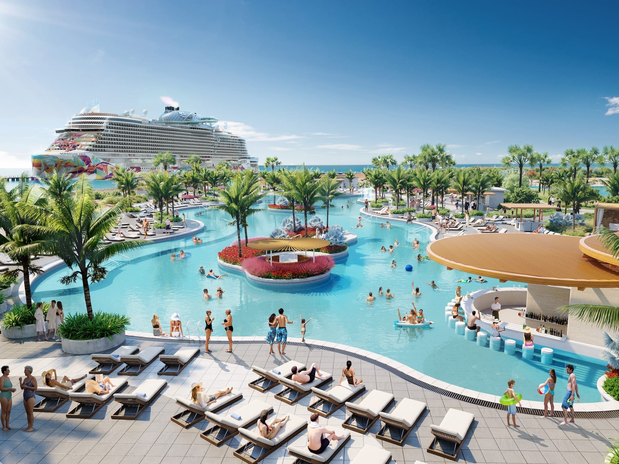 rendering of a pool at Norwegian Cruise Line's Great Stirrup Cay
