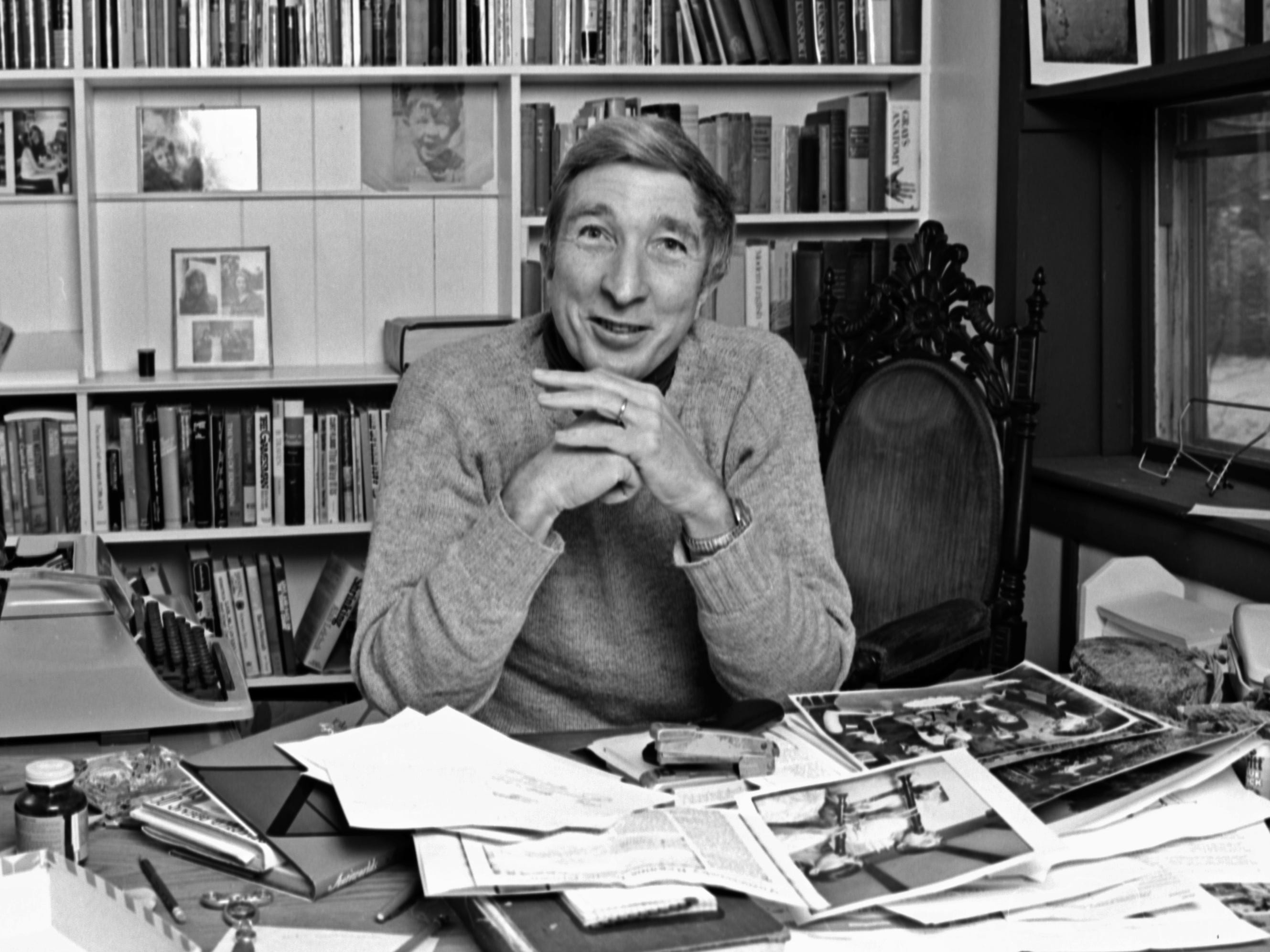 Author John Updike photographed at his home in Massachusetts in November 1978, the year his bestseller 'The Coup' was published