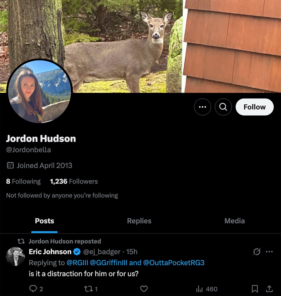 Jordon Hudson's X account