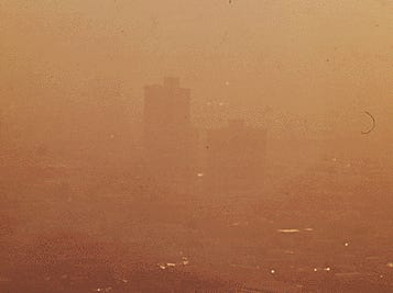 Sunlight and smog in 1972.
