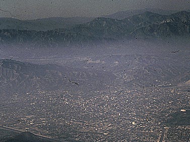 Smog over LA monitored by NASA scientists and air pollution center in 1972.