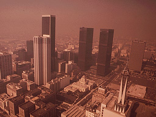 Sunlight and smog in Los Angeles in 1973.