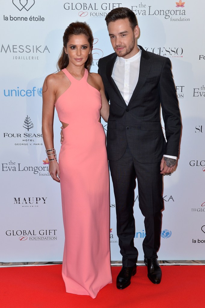 Cheryl-Fernandez-Versini and Liam Payne attend the Global Gift Gala photocall at Four Seasons Hotel George V on May 9, 2016 in Paris, France.