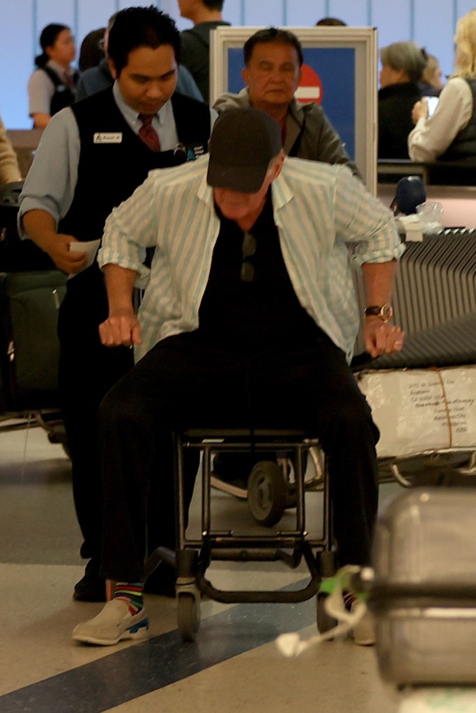  David Hasselhoff is spotted in a wheelchair at LAX. 