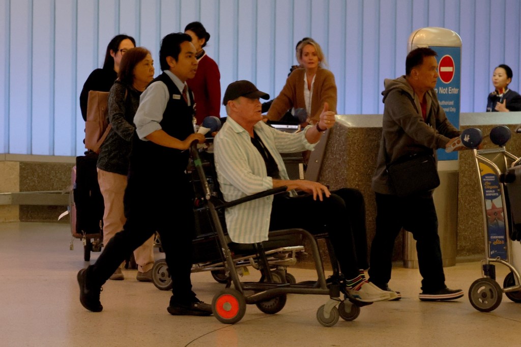 David Hasselhoff is spotted in a wheelchair at LAX.