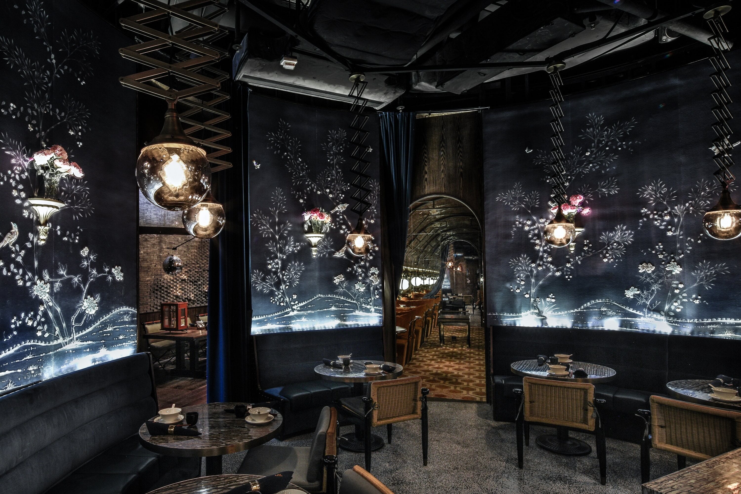 The interior of Mott 32, a restaurant in Hong Kong.