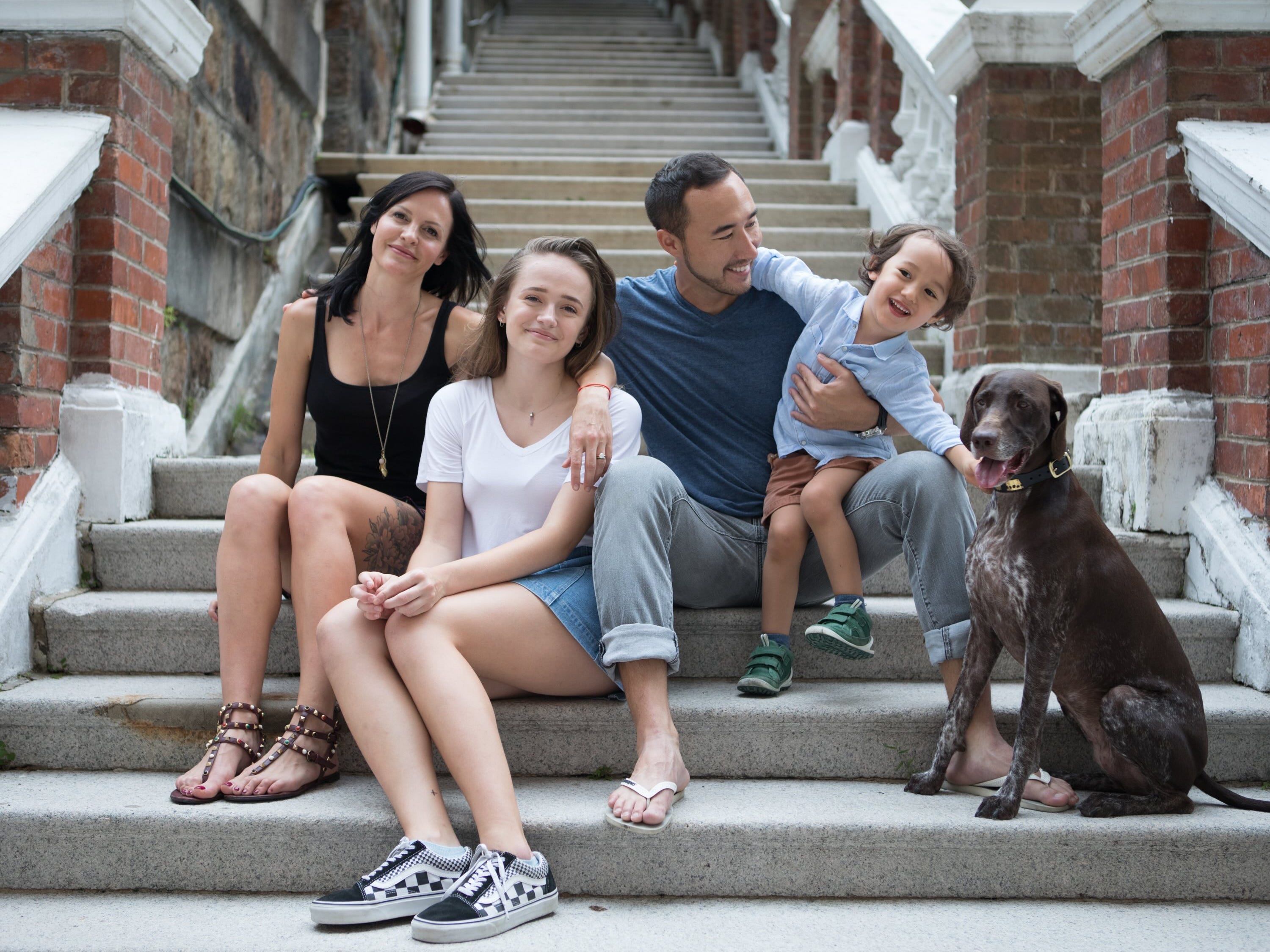 Malcolm Wood with his wife Sandra and two of his kids in Hong Kong.
