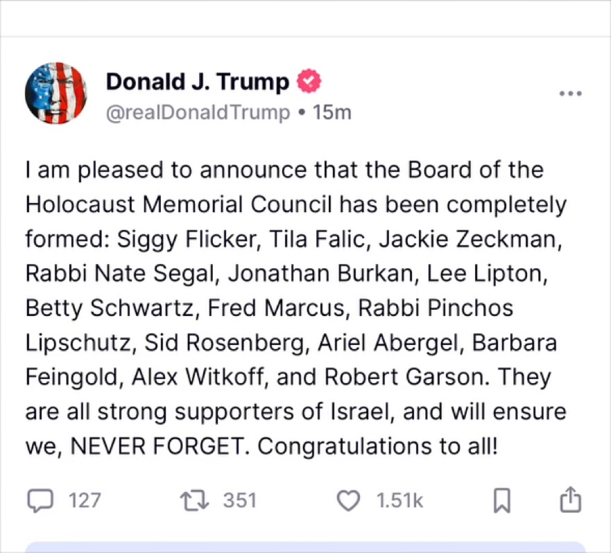 Donald Trump Truth Social screenshot