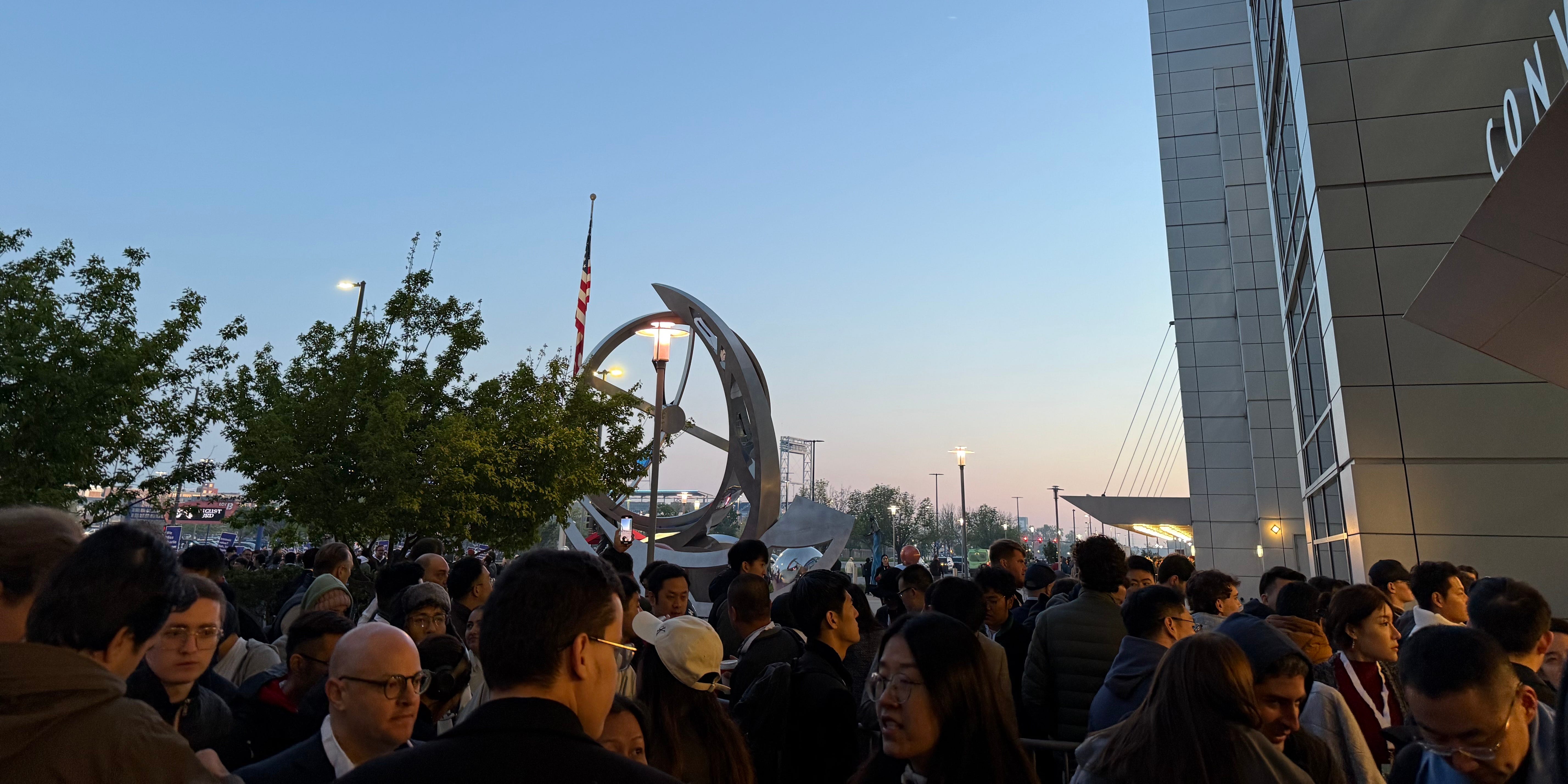 The crowd outside the CHI Health Center in Omaha.