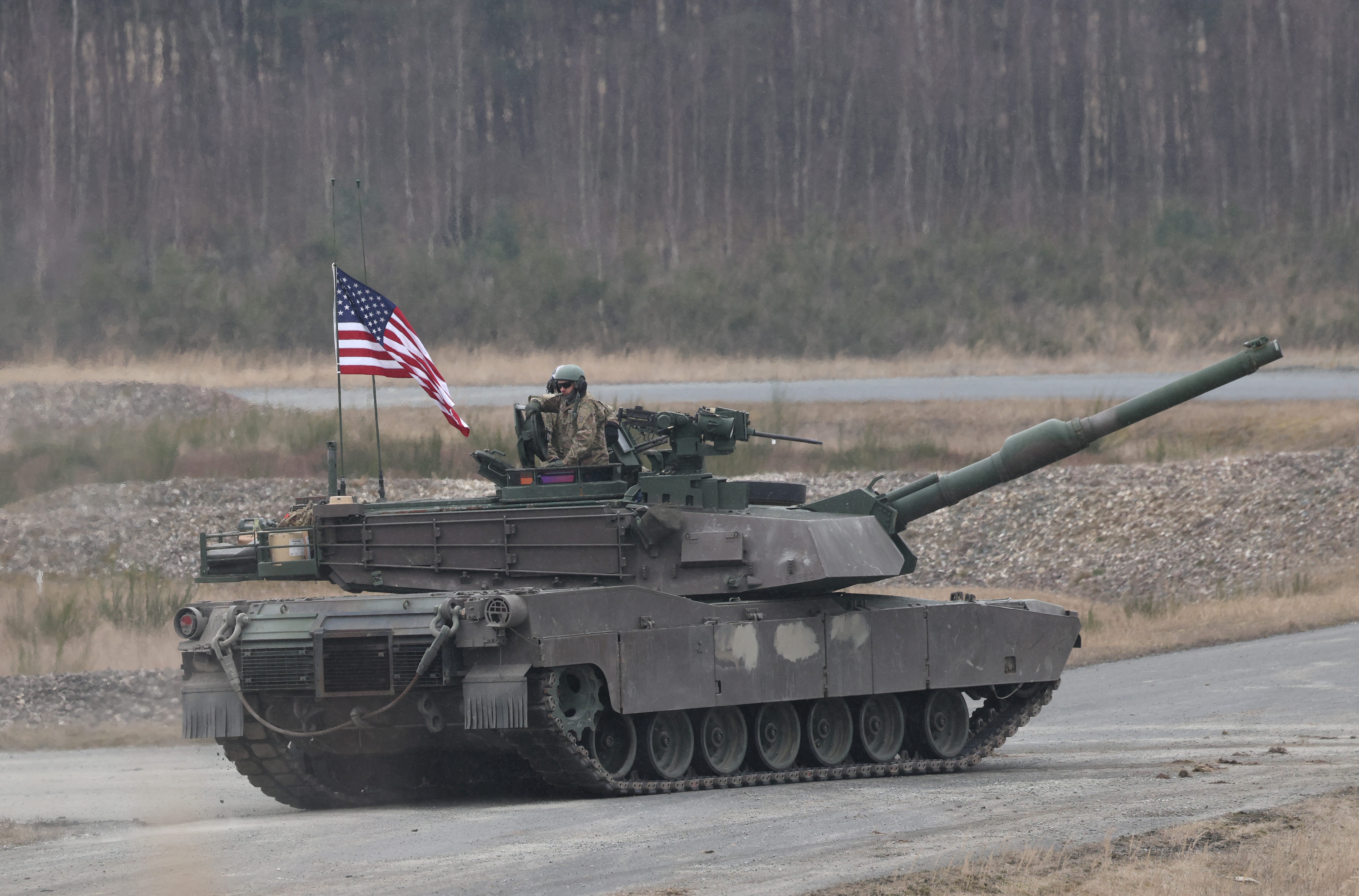 A US Army M1 Abrams main battle tank participates in an international tank competition in Germany.