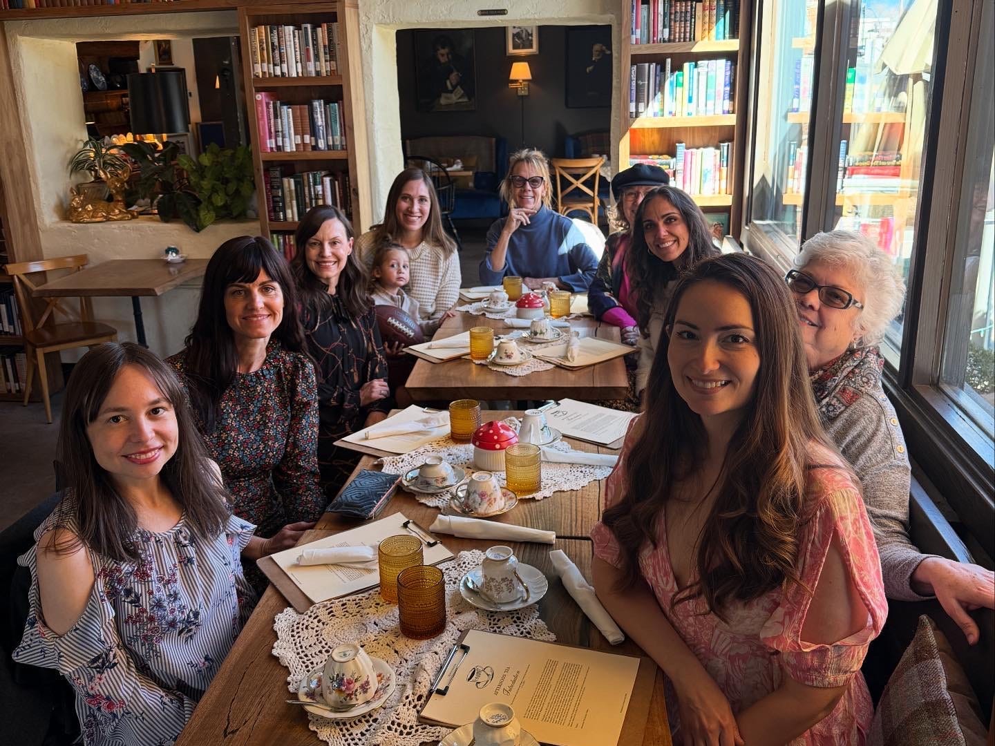 The author's writer's group at Sunday tea.
