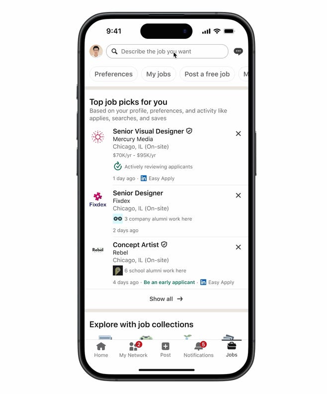 LinkedIn Ai-powered job search