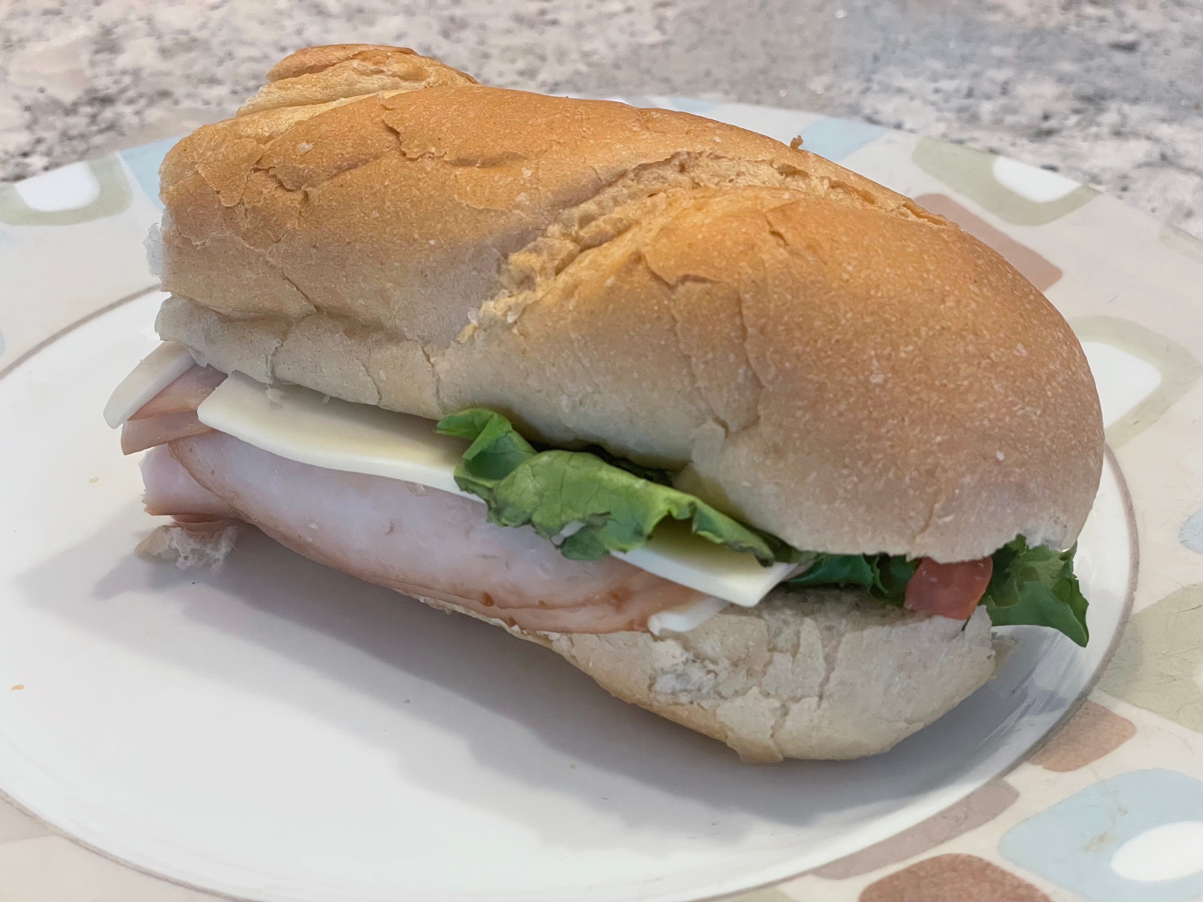 The author's turkey and Swiss sub from QuikTrip.